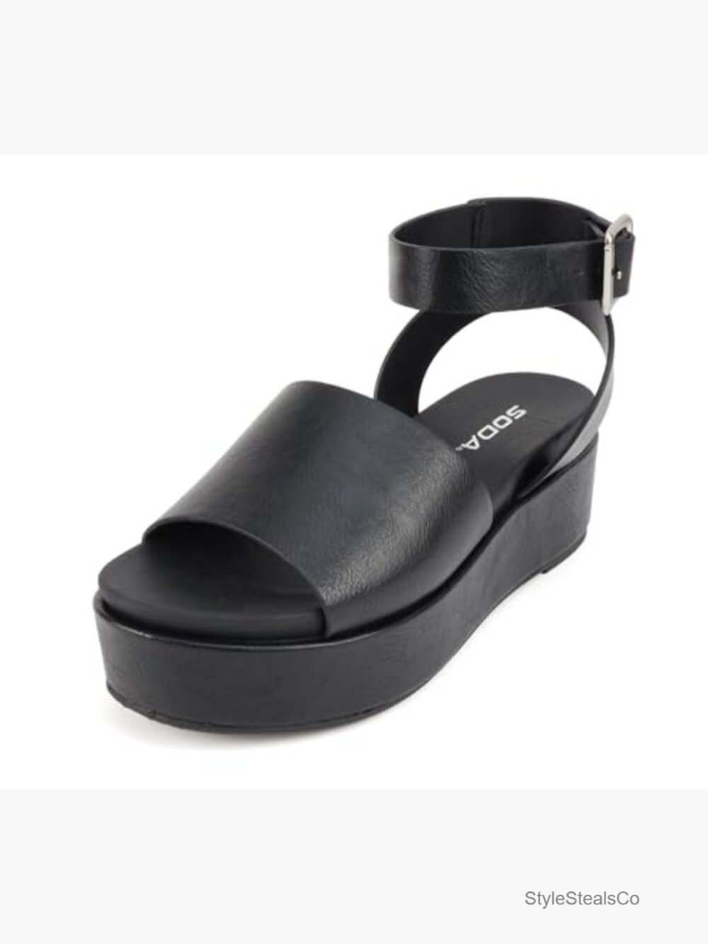 Round Toe Platform Sandal with Adjustable Ankle Strap - Picture 2 of 5
